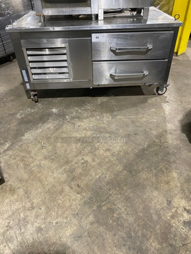 Leader Commercial 2 Drawer Chef Base/Equipment Stand! All Stainless Steel! On Casters! Model: LB48S/C SN: PU05M0037C 115V 60HZ 1 Phase