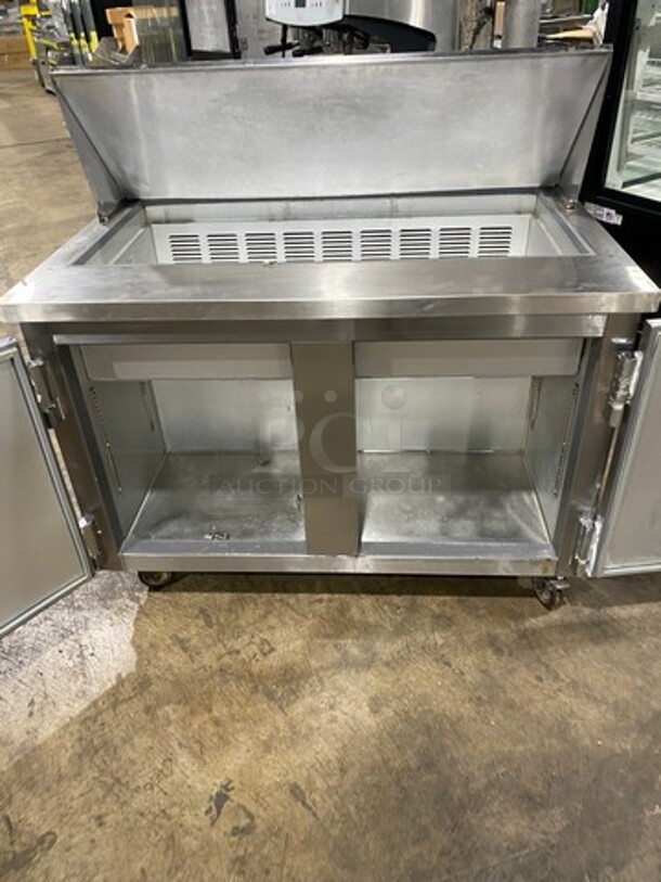 Leader Commercial Refrigerated Mega Top Sandwich Prep Table! With 2 Door Underneath Storage Space! All Stainless Steel! On Casters! Model: ESLM48SC SN: NL05C0052 115V 60HZ 1 Phase - Image 5 of 9