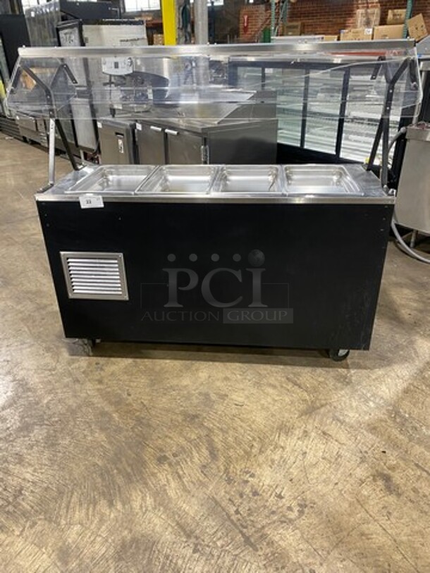 Vollrath Commercial Refrigerated Food Serving Station Counter/ Cold Pan! With Sneeze Guard! Stainless Steel Body! On Casters! Model: R38718 SN: B23700497448002 120V 60HZ 1 Phase - Image 1 of 9