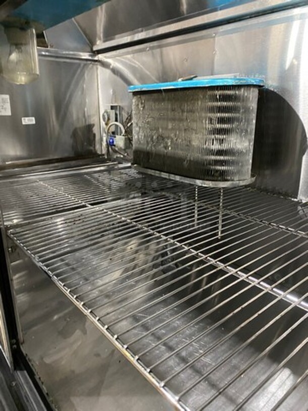 Leader Commercial Refrigerated Sandwich Prep Table! With Commercial Cutting Board! With Overhead Shelves! With 2 Sliding Door Storage Space Underneath! All Stainless Steel! On Casters! Model: LM60R SN: PZ03M3102E 115V 60HZ 1 Phase - Image 6 of 12