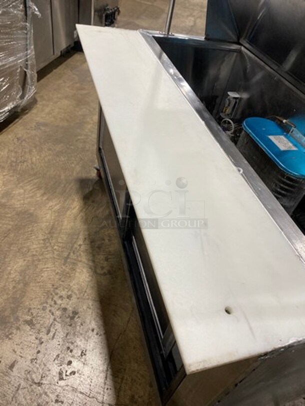 Leader Commercial Refrigerated Sandwich Prep Table! With Commercial Cutting Board! With Overhead Shelves! With 2 Sliding Door Storage Space Underneath! All Stainless Steel! On Casters! Model: LM60R SN: PZ03M3102E 115V 60HZ 1 Phase - Image 9 of 12
