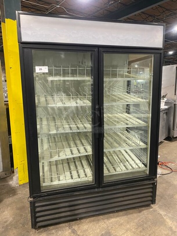 NICE! True Commercial 2 Door Reach In Cooler Merchandiser! With View Through Doors And Sides! With Poly Beverage Racks! Model: GEM49 SN: 14438952 115V 60HZ 1 Phase - Image 1 of 8