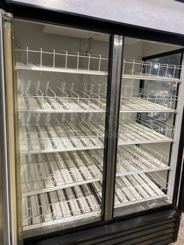 NICE! True Commercial 2 Door Reach In Cooler Merchandiser! With View Through Doors And Sides! With Poly Beverage Racks! Model: GEM49 SN: 14438952 115V 60HZ 1 Phase - Image 5 of 8