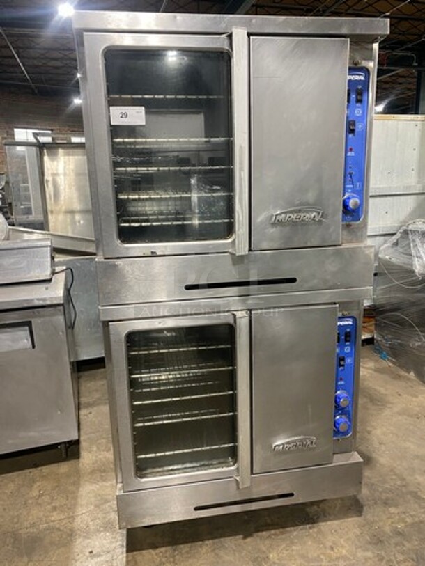 NICE! Imperial Commercial Electric Powered Heavy Duty Double Convection Oven! With One View Through Door & One Solid Door! With Metal Oven Racks! All Stainless Steel! On Casters! 2x Your Bid Makes One Unit!