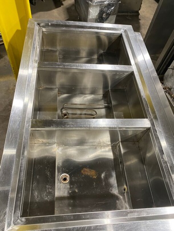 AMAZING! SCRATCH-N-DENT! Commercial Electric Powered 3 Well Steam Table! With Lowering Prep Line! With Storage Space Underneath! All Stainless Steel! On Legs! (Measurements Are With Prep Line Raised) - Image 5 of 11