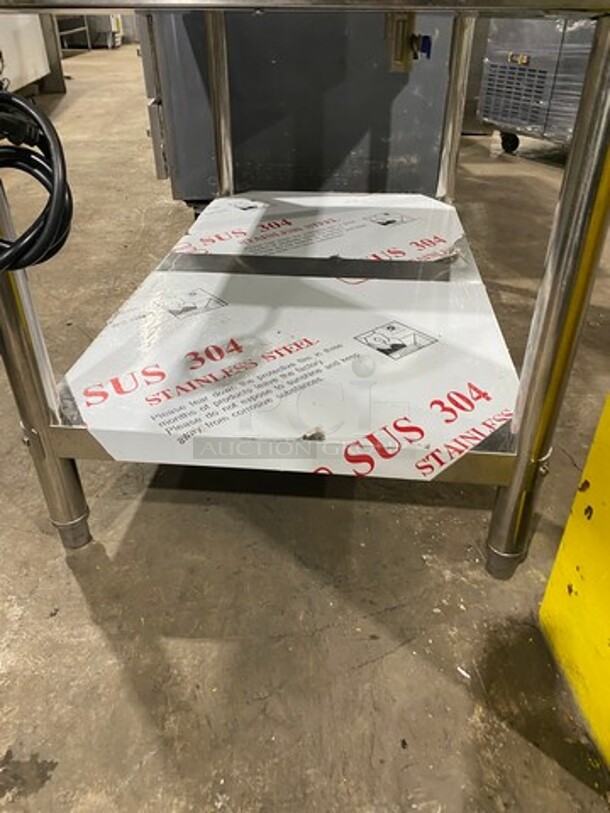AMAZING! SCRATCH-N-DENT! Commercial Electric Powered 3 Well Steam Table! With Lowering Prep Line! With Storage Space Underneath! All Stainless Steel! On Legs! (Measurements Are With Prep Line Raised) - Image 9 of 11