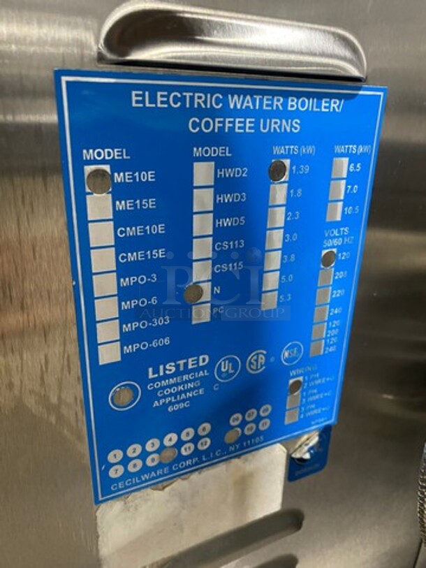 WOW! Celcilware Commercial Electric Powered Countertop Water Broiler! Solid Stainless Steel! On Legs! Model: ME10EN 120V 60HZ 1 Phase - Image 8 of 9