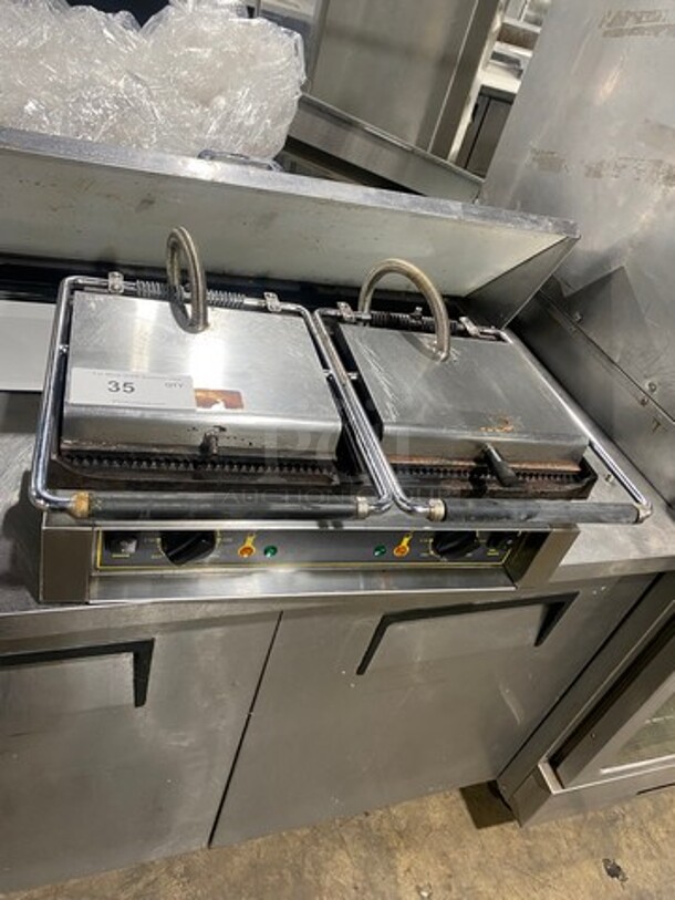 Sodir Commercial Electric Powered Countertop Dual Panini Press! With Ribbed Press! All Stainless Steel!