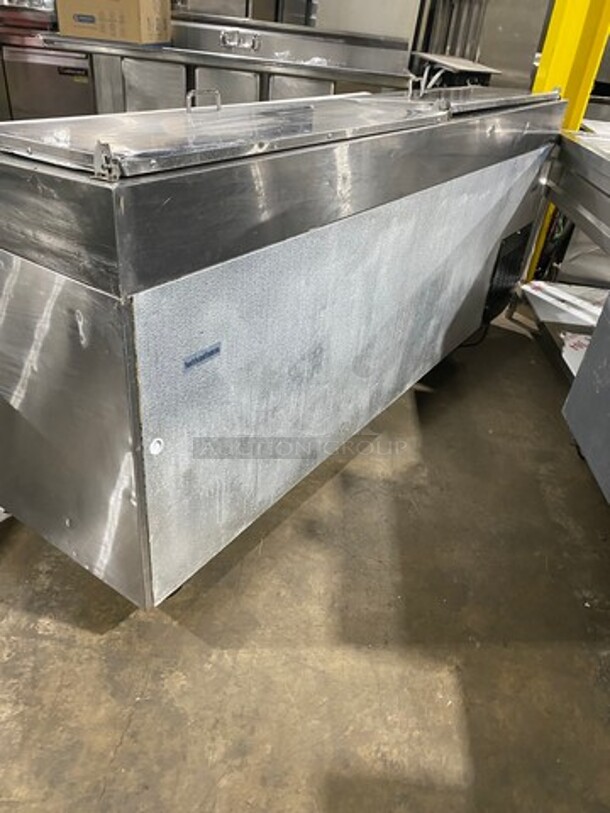 Commercial Refrigerated Pizza Prep Table! With Commercial Cutting Board! With 3 Door Storage Space Underneath! Poly Coated Racks! All Stainless Steel! On Casters! - Image 3 of 9