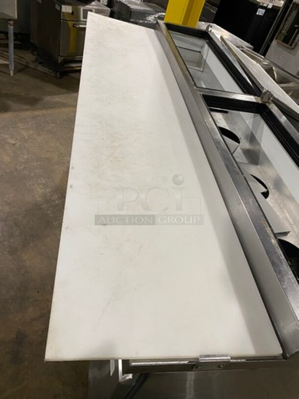 Commercial Refrigerated Pizza Prep Table! With Commercial Cutting Board! With 3 Door Storage Space Underneath! Poly Coated Racks! All Stainless Steel! On Casters! - Image 9 of 9