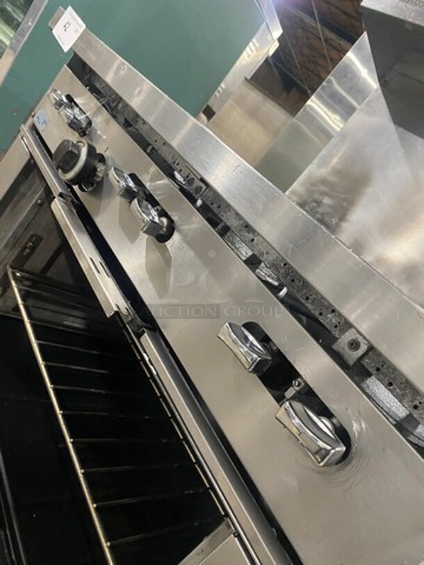 Sunfire Commercial Natural Gas Powered 6 Burner Stove! With Raised Back Splash And Salamander Shelf! With Oven Underneath! All Stainless Steel! On Casters! - Image 9 of 10