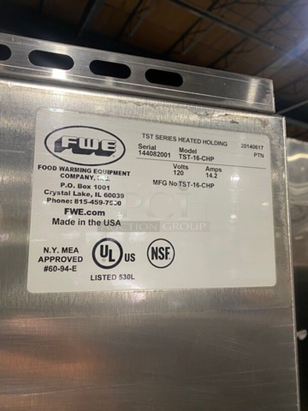 SWEET! FWE Electric Powered Food Warming Cabinet! With Solid Split Door! All Stainless Steel! On Casters! Model: TST16CHP SN: 144082001 120V 60HZ 1 Phase - Image 5 of 8