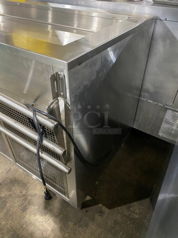 OUT OF THE BOX! NEVER USED! Bayonne Commerical 5 Bay Cold Pan/Cold Food Buffet Counter! With Folding Serving Counter! With 2 Shelf Storage Underneath! All Stainless Steel! On Legs! Model: CPM-72 SN: 7195 120V 60HZ 1 Phase - Image 3 of 8
