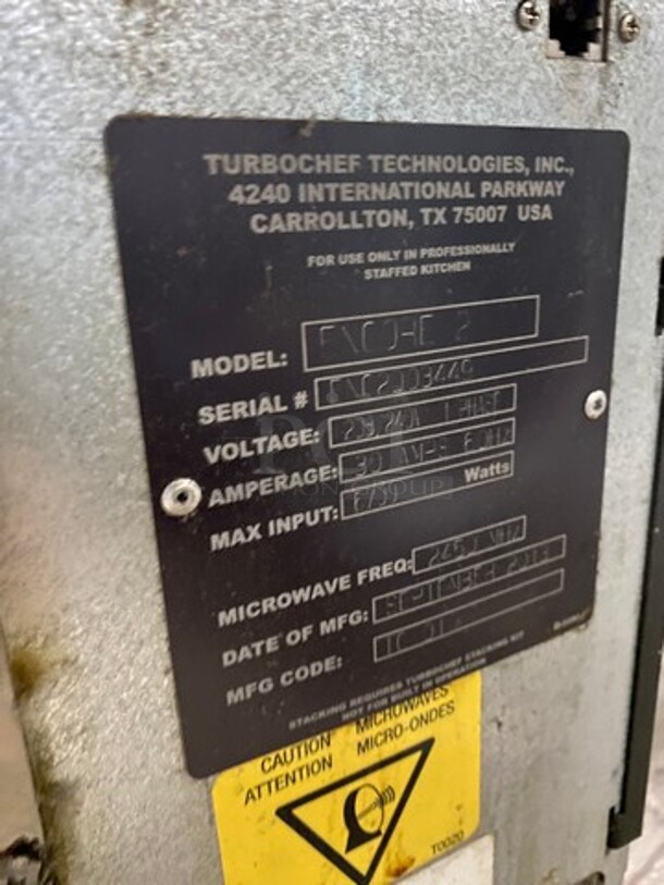 Turbo Chef Commercial Countertop Rapid Cook Oven! On Small Legs! Model: ENCORE2 SN: ENC2D08449 208/240V 1 Phase - Image 5 of 8