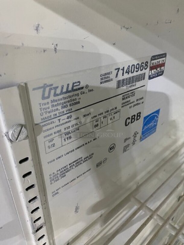 True Commercial 2 Door Reach In Refrigerator! With Poly Coated Racks! Solid Stainless Steel! On Casters! Model: T49 SN: 7140968 115V 60HZ 1 Phase - Image 8 of 10