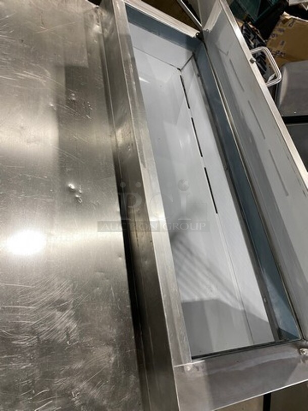 Central Commercial Refrigerated Pizza Prep Table! With Single Door Storage Space Underneath! With Poly Coated Racks! All Stainless Steel! Model: 69K013 SN: 5064981 115V 60HZ 1 Phase - Image 8 of 9