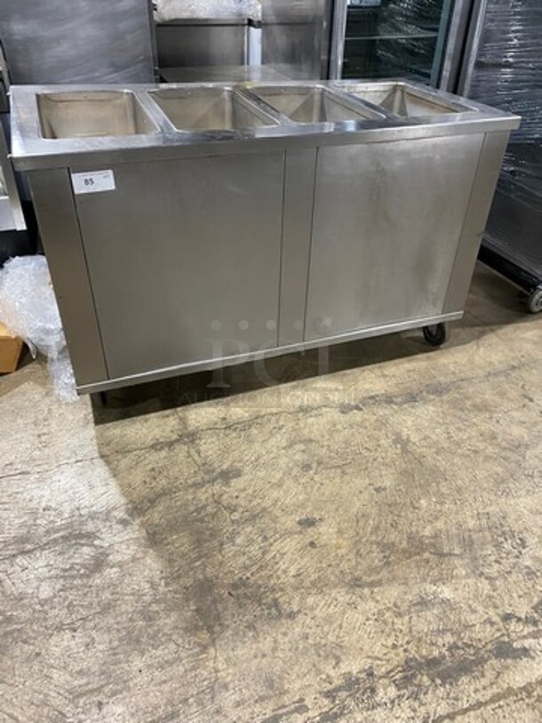Commercial 4 Well Steam Table! With Storage Space Underneath! All Stainless Steel! On Casters!
