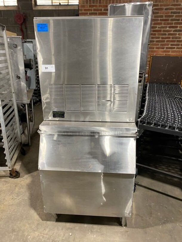 Kold Draft Commercial Ice Making Machine! On Commercial Ice Bin! All Stainless Steel! On Legs! 2x Your Bid Makes One Unit!