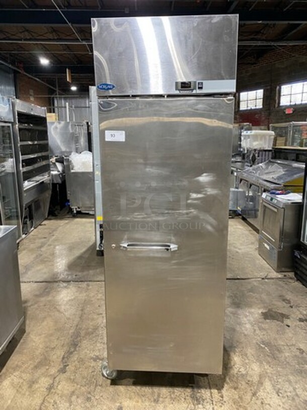 Norlake Commercial Single Door Reach In Refrigerator! With Poly Coated Racks! All Stainless Steel! On Casters! Model: NR241SSS SN: 09111289 115V 60HZ 1 Phase