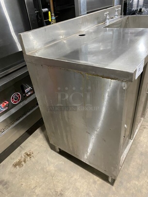 Commercial Custom Made Work Top Station! With Built In Sink! With Storage Space Underneath! Solid Stainless Steel! On Legs! - Image 2 of 8