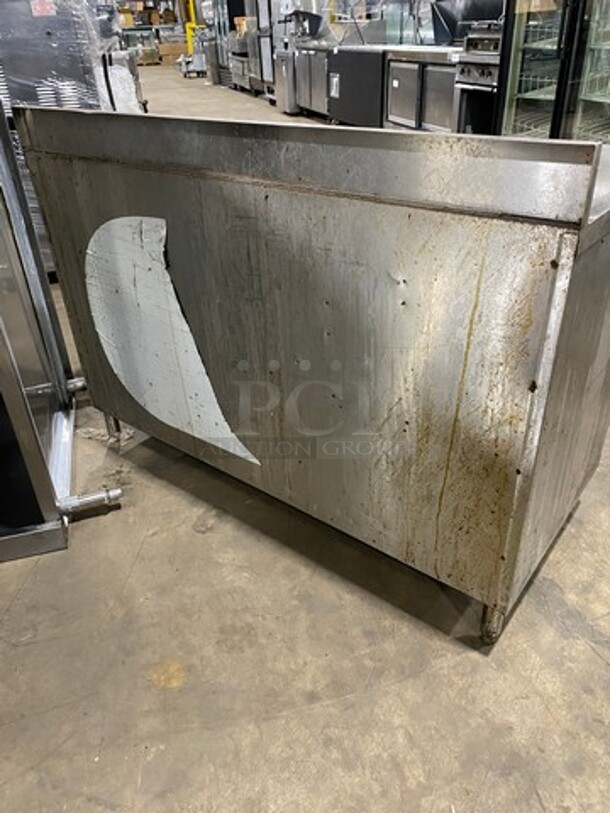 Commercial Custom Made Work Top Station! With Built In Sink! With Storage Space Underneath! Solid Stainless Steel! On Legs! - Image 4 of 8