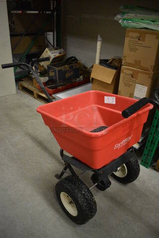 EarthWay Ev-n-spred Red Poly Walk Behind Broadcast Spreader. 21x43x32. (HS: Backroom)
