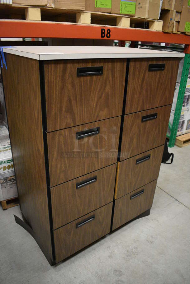 Wood Pattern 8 Drawer Filing Cabinet. 39x25x54. (HS: Backroom) - Image 3 of 9