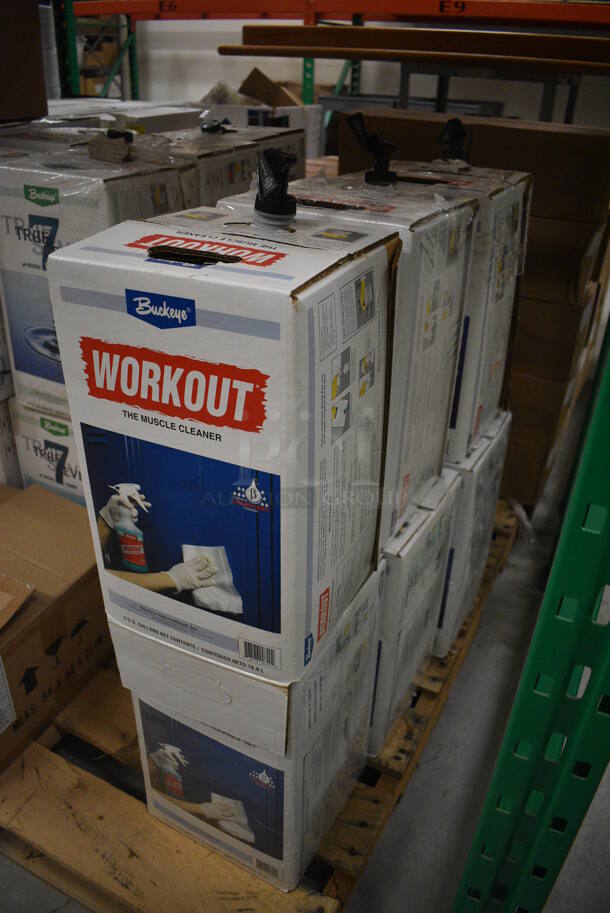 PALLET LOT Including 4 BRAND NEW True Seven Neutral Cleaner, 4 Used True Seven Neutral Cleaner, 3 BRAND NEW Tenacity All Purpose Cleaner, 1 Used Tenacity All Purpose Cleaner, 3 BRAND NEW Work Out Muscle Cleaner, 3 Used Work Out Muscle Cleaner and 1 BRAND NEW Marauder Environmental General Purpose Cleaner and Poly Spray Bottles. Includes 9.5x9.5x16. (HS: Backroom) - Image 4 of 8