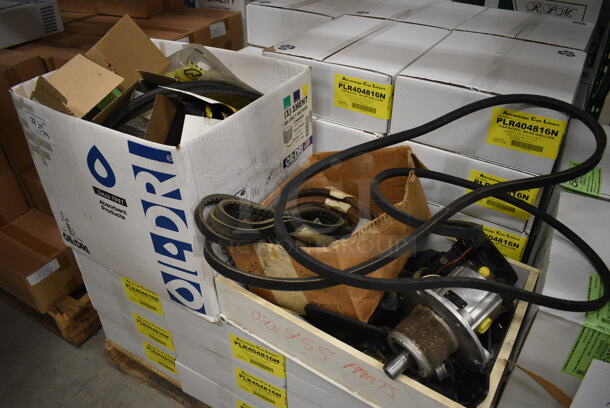 ALL ONE MONEY! Lot of 2 Boxes of Spare Parts Including Belts. (HS: Backroom) - Image 1 of 12