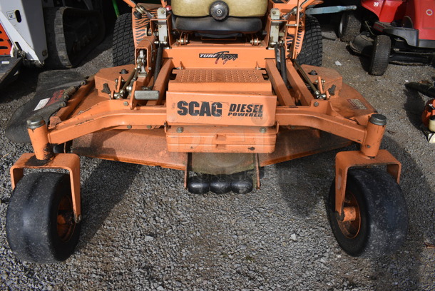 Scag STT61V-28CAT-SS Metal Commercial Diesel Powered Turf Tiger Riding Lawn Mower. Hours Read 849. BUYER MUST REMOVE. 80x90x70. Unit Was In Working Condition During The Last Mowing Season. (HS: Garage 1) - Image 3 of 12