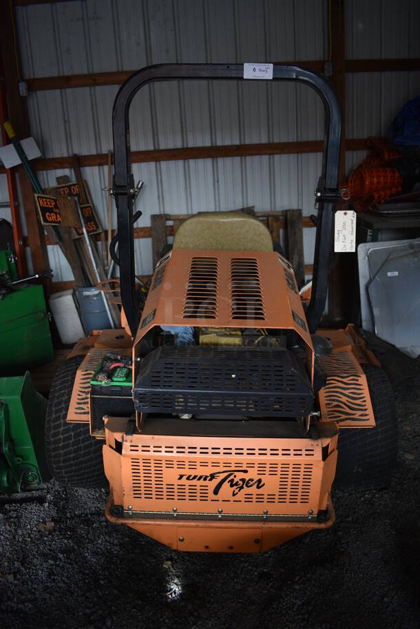 Scag STT-28CAT-SS Metal Commercial Turf Tiger Riding Lawn Mower. Unit Has Had Some Parts Removed. BUYER MUST REMOVE. 84x95x67. (HS: Garage 1) - Image 2 of 10