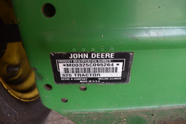 John Deere M00325C095264 325 Metal Commercial 18 HP V Twin Riding Lawn Mower. Comes w/ Key. Hours Read 954. BUYER MUST REMOVE. 52x68x41. (HS: Garage 2) - Image 5 of 12