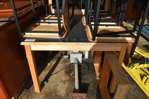 5 Wooden Tables w/ Black Countertop. 42x42x29.5. 5 Times Your Bid! (HS: Garage 2)