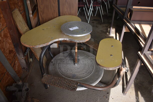 Metal and Wooden Potters Wheel Station. 38x44x31. (HS: Garage 4)