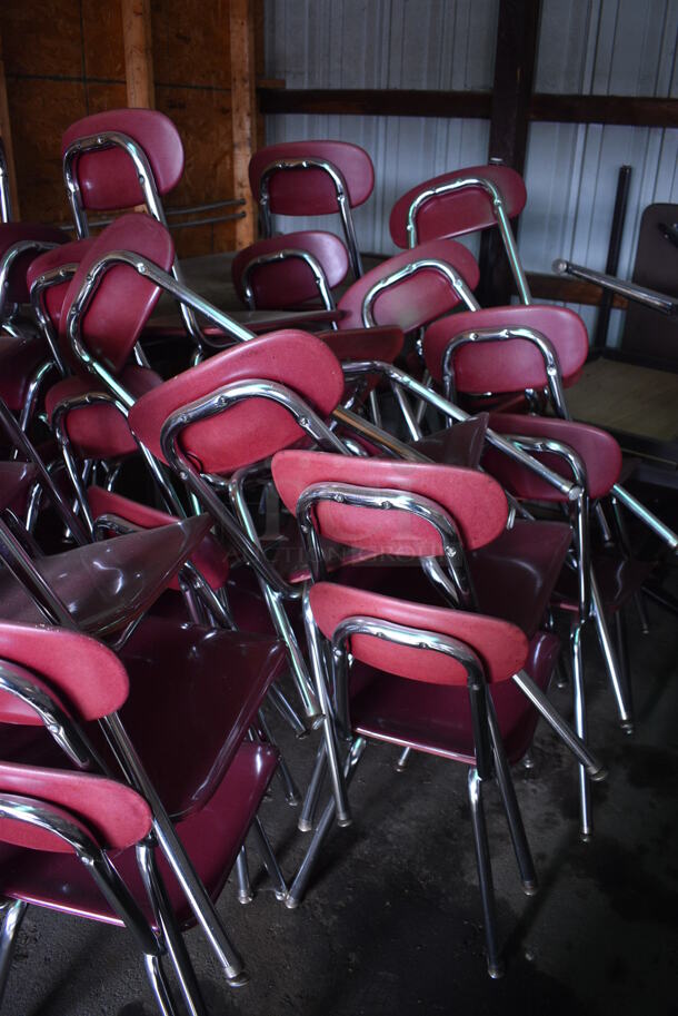 ALL ONE MONEY! Lot of Various Items Including Table, 26 Maroon Chairs and 6 Yellow chairs. BUYER MUST REMOVE. Includes 16x19x34. (HS: Garage 4) - Image 3 of 5