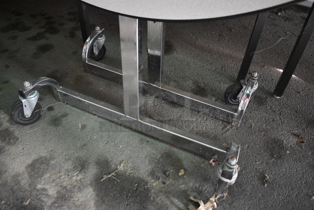 Gray Folding Portable Round Table on Commercial Casters. 47x18x40. (HS: Garage 4) - Image 4 of 4