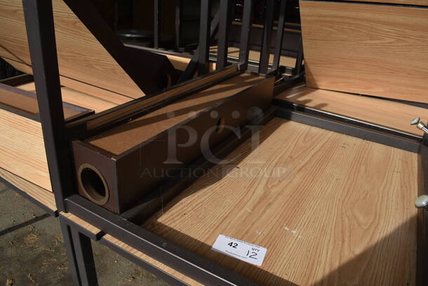12 Wood Pattern Tables on Metal Legs. 35.5x30x26.5. 12 Times Your Bid! (HS: Garage 4) - Image 3 of 6