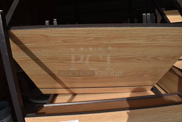 12 Wood Pattern Tables on Metal Legs. 35.5x30x26.5. 12 Times Your Bid! (HS: Garage 4) - Image 4 of 6