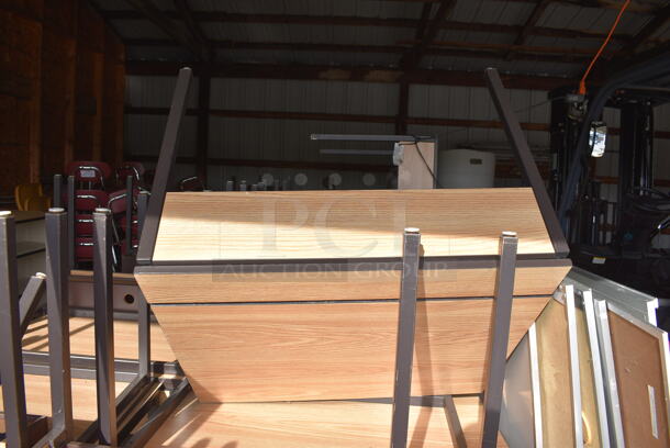12 Wood Pattern Tables on Metal Legs. 35.5x30x26.5. 12 Times Your Bid! (HS: Garage 4) - Image 6 of 6