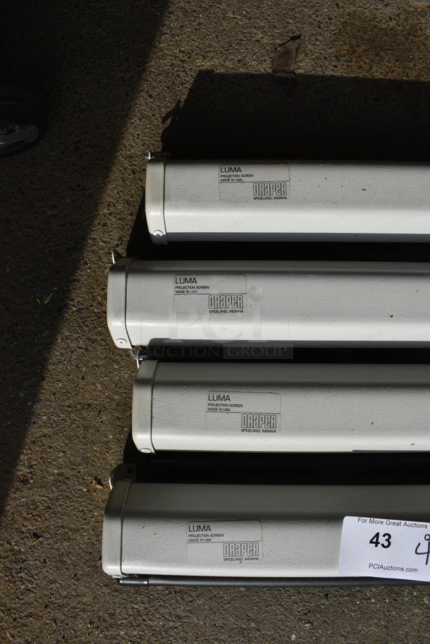 4 Draper Luma Metal Pull Down Projector Screens. 72". 4 Times Your Bid! (HS: Garage 4) - Image 5 of 6