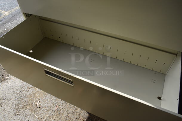 Tan Metal 4 Drawer Filing Cabinet. 42x19.5x53. (HS: Garage 5) - Image 5 of 8