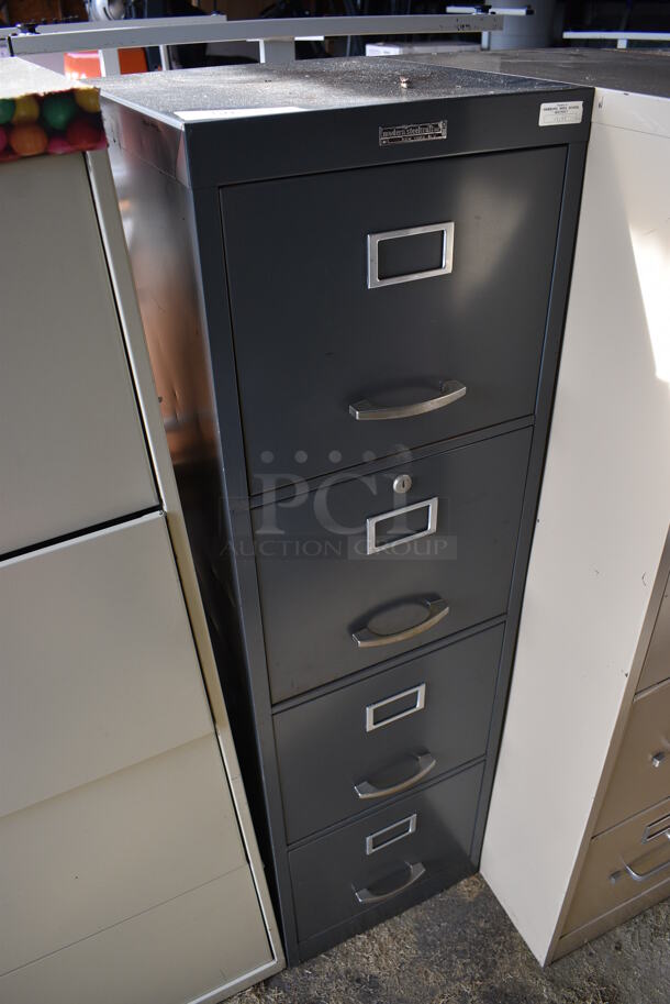 Modern Steelcraft Gray Metal 4 Drawer Filing Cabinet. 15.5x18x53. (HS: Garage 5) - Image 2 of 8