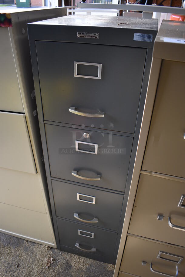 Modern Steelcraft Gray Metal 4 Drawer Filing Cabinet. 15.5x18x53. (HS: Garage 5) - Image 3 of 8