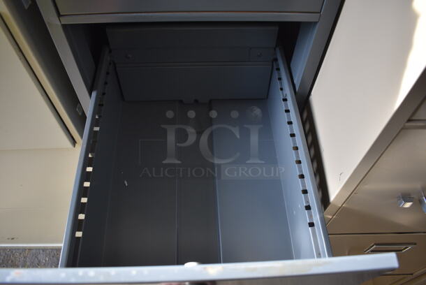Modern Steelcraft Gray Metal 4 Drawer Filing Cabinet. 15.5x18x53. (HS: Garage 5) - Image 6 of 8