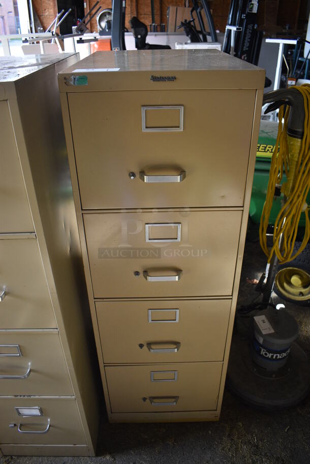 Statesman Tan Metal 4 Drawer Filing Cabinet. 18x26x53. (HS: Garage 5) - Image 1 of 8
