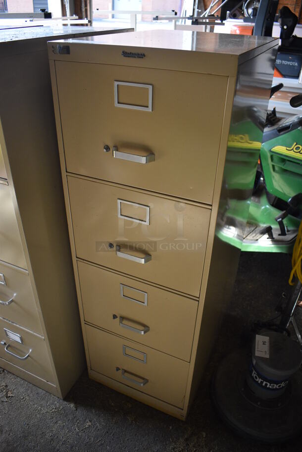 Statesman Tan Metal 4 Drawer Filing Cabinet. 18x26x53. (HS: Garage 5) - Image 2 of 8
