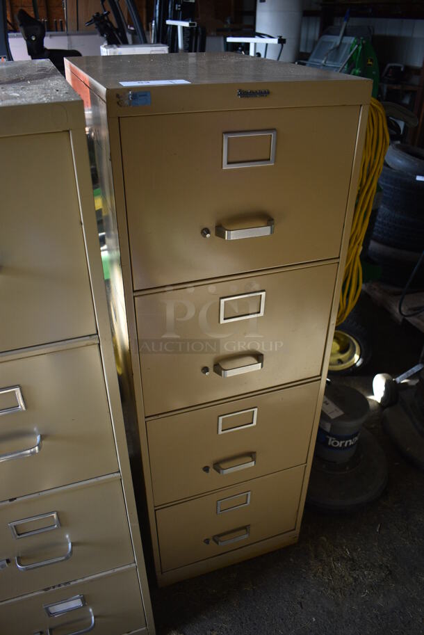 Statesman Tan Metal 4 Drawer Filing Cabinet. 18x26x53. (HS: Garage 5) - Image 3 of 8