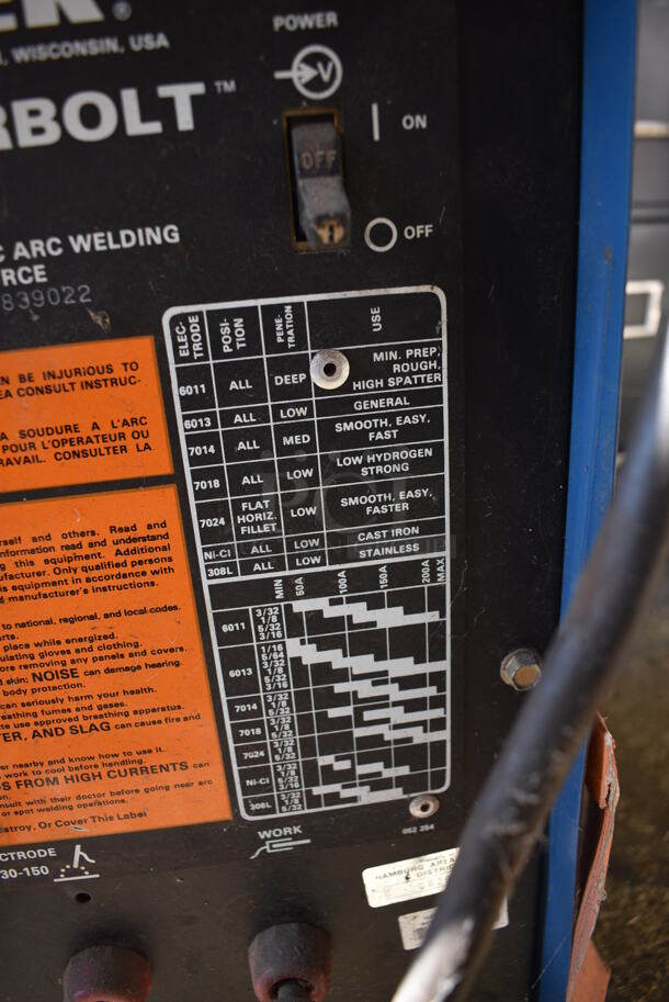 Miller Thunderbolt 225 Metal Constant Current AC Arc Welding Power Source. 12x14x20. (HS: Garage 5) - Image 7 of 8