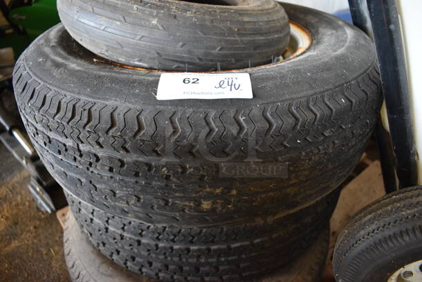 ALL ONE MONEY! Lot of 4 Various Tires Including Carlisle 4.80-8NHS and Wheelbarrow. Includes 15x4x15, 26x8x26. (HS: Garage 5) - Image 4 of 11
