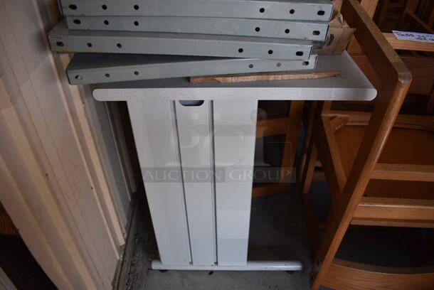 Gray Table w/ Gray Metal Pieces. Includes 36x24x30. (HS: Garage 6) - Image 3 of 4